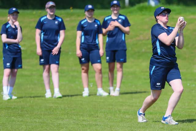 Yorkshire U18 girls warm up for the match