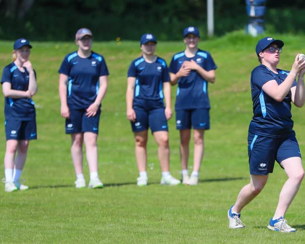 Yorkshire U18 girls warm up for the match