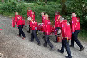 The casualty was taken to a waiting ambulance. (Scarborough and Ryedale Mountain Rescue Team)