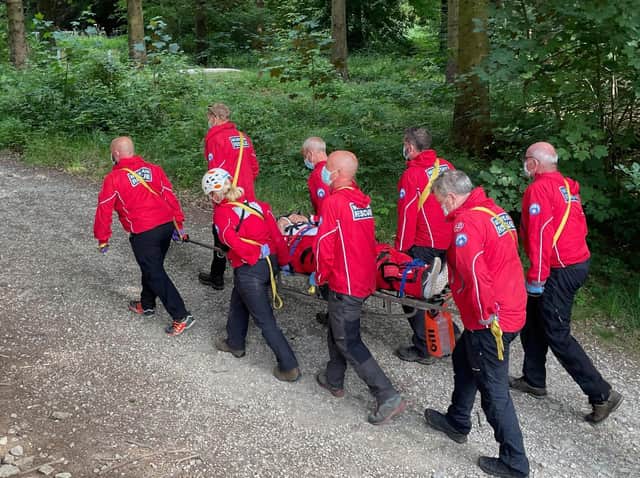 The casualty was taken to a waiting ambulance. (Scarborough and Ryedale Mountain Rescue Team)