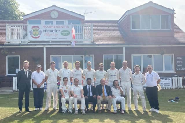 The MCC team line up with Kumar Sangakkara