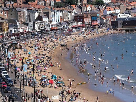 Scarborough has been basking in glorious sunshine with hundreds of beach-goers rushing to the shore.