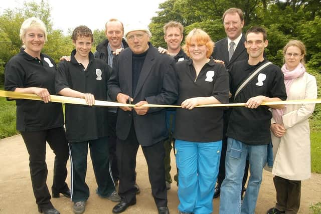 This photograph, by Paul Atkinson, shows the official opening of the new sculpture trail at South Landing, Flamborough. (PA0322-6)