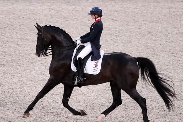 Team GB's Charlotte 'Lottie' Fry competes in the Dressage Individual Grand Prix Qualifier. (Photo: Julian Finney/Getty)