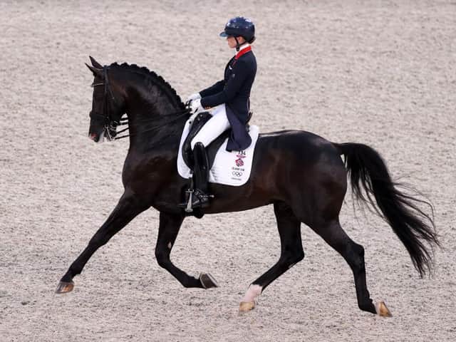 Team GB's Charlotte 'Lottie' Fry competes in the Dressage Individual Grand Prix Qualifier. (Photo: Julian Finney/Getty)