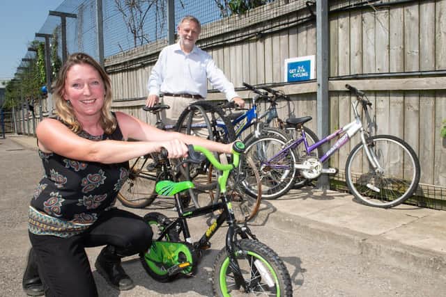 Jenny Lowes, Service Improvement Officer with North Yorkshire County Council, with bikes already donated to the scheme.