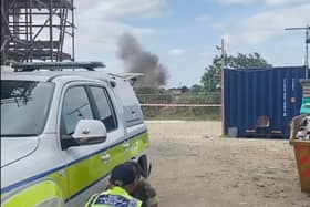 The controlled explosion. Still from video by North Yorkshire Police