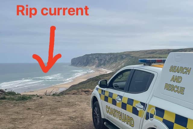 A rip tide on the Yorkshire Coast identified by Bridlington Coastguard Team whilst out on patrol on June 24 2021. Picture: Bridlington Coastguard Team