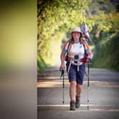 Karen Penny walking her mammoth fundraising challenge.