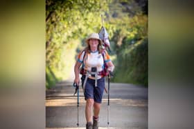 Karen Penny walking her mammoth fundraising challenge.