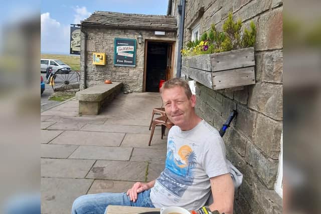 Antony at Tan Hill crossing an item off his bucket list