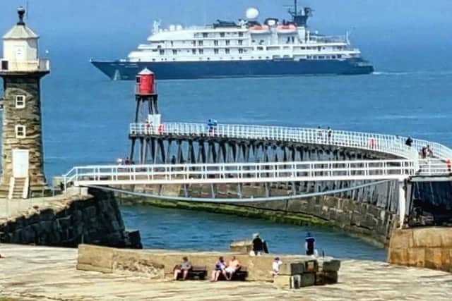 Island Sky cruise ship pictured off Whitby.
