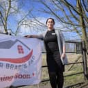 Gemma Lowery visits the site where the Bradley Lowery Foundation will be starting construction in Scarborough.