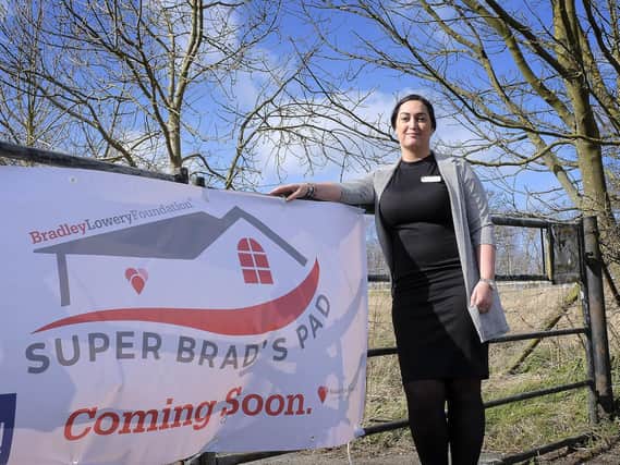 Gemma Lowery visits the site where the Bradley Lowery Foundation will be starting construction in Scarborough.