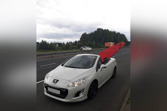 The white Peugeot was stopped by police on the A64. (Photo: North Yorkshire Police)