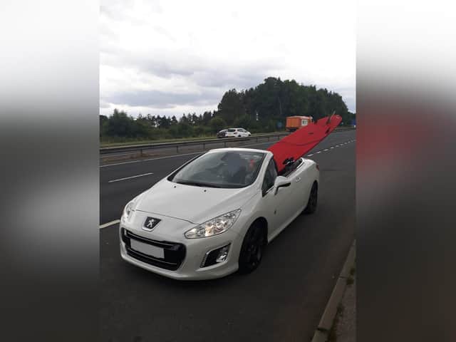 The white Peugeot was stopped by police on the A64. (Photo: North Yorkshire Police)