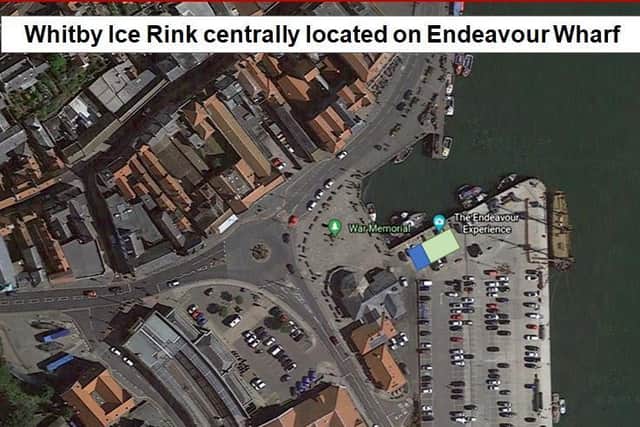 The ice rink will be centrally located on Endeavour Wharf