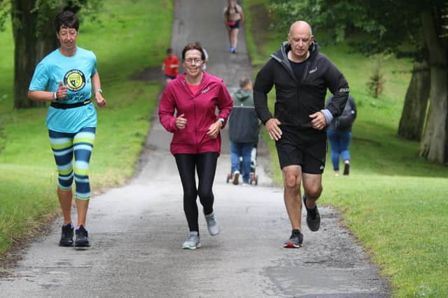 Lyn Gent, Sharon Bowes and Stuart Bowes at Sewerby Parkrun
Photo by TCF Photography