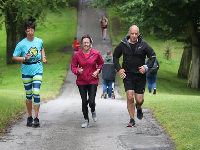 Lyn Gent, Sharon Bowes and Stuart Bowes at Sewerby Parkrun
Photo by TCF Photography