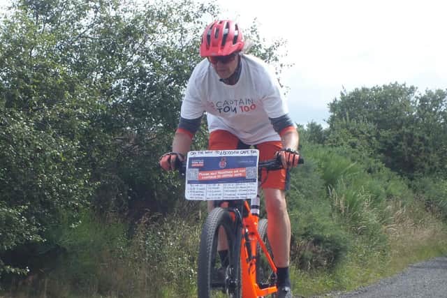 Rob cycling along the cinder track near Ravenscar. (Rob Heap)