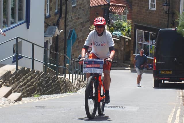 Taking on a steep climb in Robin Hood's Bay. (Rob Heap)
