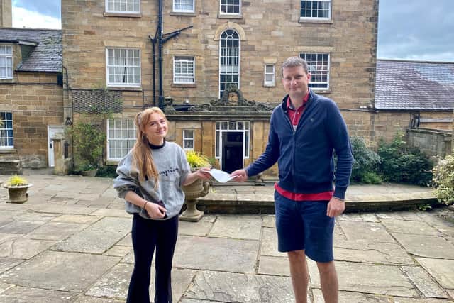 Fyling Hall student Lydia receives her results knowing she has elected to defer for a year.