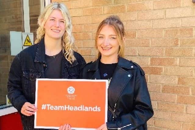 Lattia Emms is pictured with Courtney Bennett after their A-Level success.Lattia Emms is pictured with Courtney Bennett after their A-Level success.
