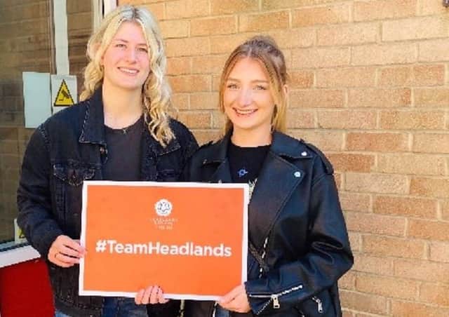 Lattia Emms is pictured with Courtney Bennett after their A-Level success.Lattia Emms is pictured with Courtney Bennett after their A-Level success.