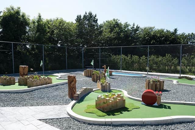 A view of the 10 hole crazy golf course at Northcliffe Holiday Park.