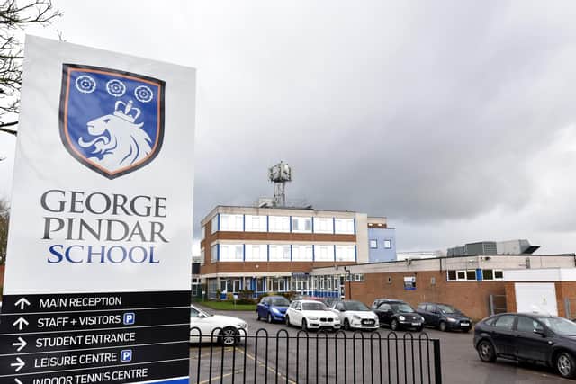Scarborough's George Pindar School as students collect their GCSE results.
