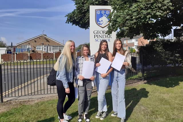 George Pindar School students celebrate collecting their GCSE results. (Photo: George Pindar School)