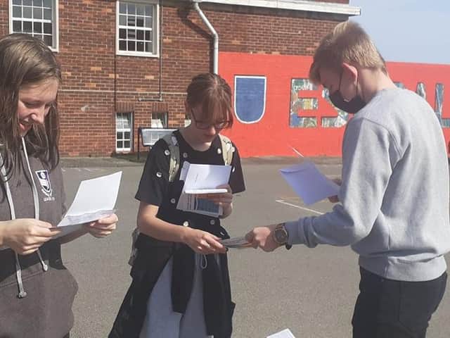 Students opening results at Eskdale School
