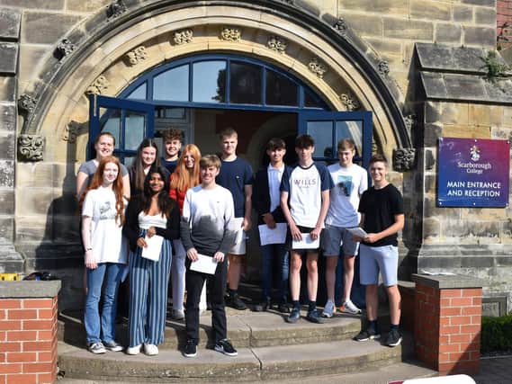 Students celebrating GCSE results at Scarborough College