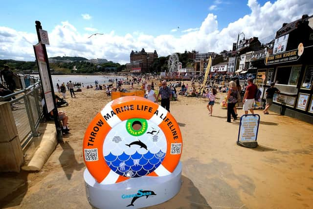 The new GreenSeas Trust plastic recycling bin in Scarborough.