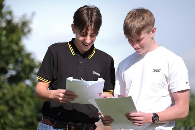 Oliver Jackson and Noah Richardson read their results... pic Richard Ponter