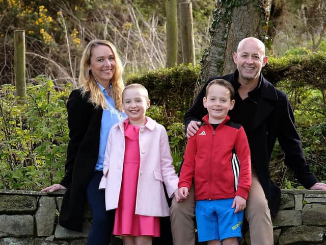 Evie Hodgson with her family, from left: Tina, William and Andy Hodgson.