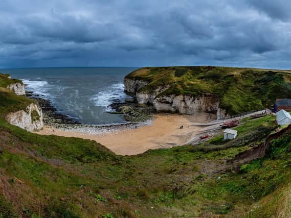 A person was rescued after getting stuck on cliffs at Thornwick Bay.