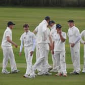 Wykeham 2nds bowler Tom Owen, second from left, took a hat-trick against Fylingdales in the Cayley Cup semi-final