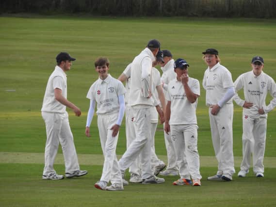 Wykeham 2nds bowler Tom Owen, second from left, took a hat-trick against Fylingdales in the Cayley Cup semi-final