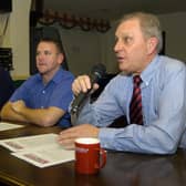 Former Boro chairman Malcolm Reynolds, right, with ex-Boro boss Nick Henry in November 2004