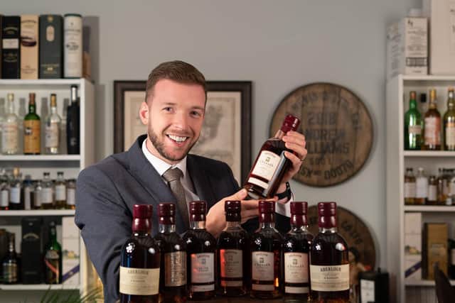 Whisky broker Mark Littler pictured with Jon O'Connell's collection