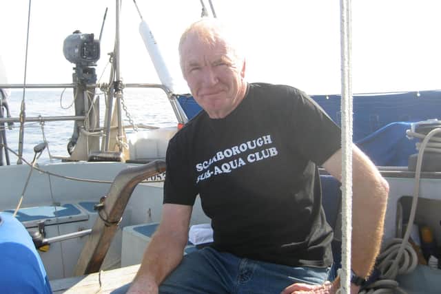Arthur Godfrey is pictured on his 33ft yacht Alison near Portugal.