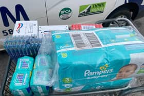 Excel Pest Management in Cayton donated a trolley full of nappies, toothbrushes and toothpaste. (Photo: Excel Pest Management)