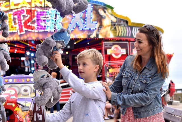 Lucas and mum Juliet having fun at Whitby Regatta.