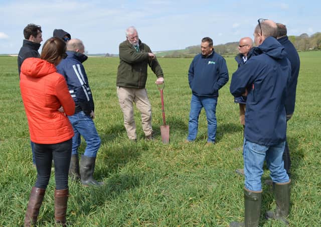 Soil scientist Neil Fuller launches the Sustainable Landscapes Wolds Programme with East Yorkshire farmers. Photo submitted
