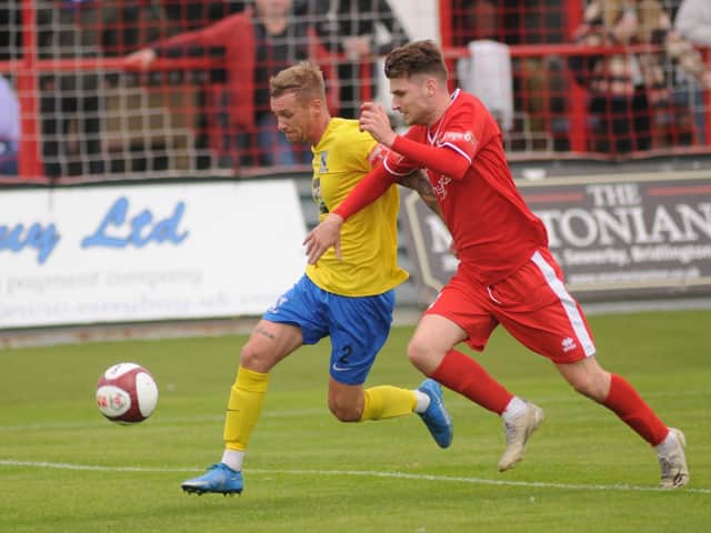 Will Annan in action for Bridlington Town in their 2-1 home loss against Cleethorpes
Photo by Dom Taylor available to order by Emailing s70dom@gmail.com or on Facebook at DT Sports Photographs