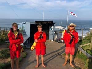 The Cayton Bay lifeguarding team from left: Edward Broadbent, Bryan Hogg and Dom Morris. (RNLI)