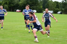 Tom Harrison on his way to scoring the try which helped Scarborough earn a 24-24 draw at Driffield

Photo by Andy Standing