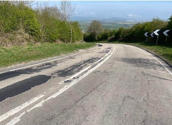 The road surface on Staxton Hill. (North Yorkshire County Council)