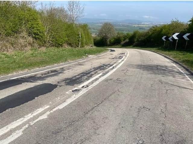 The road surface on Staxton Hill. (North Yorkshire County Council)